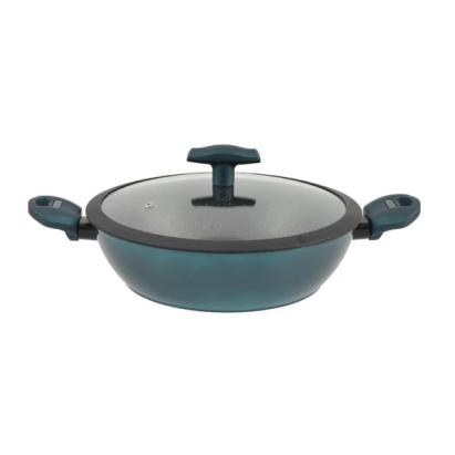 Cratiță joasă din aluminiu 28 cm cu capac din sticlă, pentru inducție Sea Line