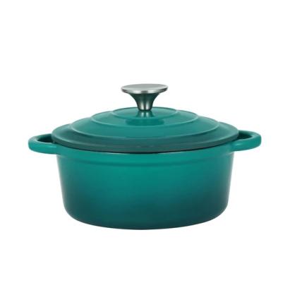 Oală din fontă emailată turcoaz cu capac, 20 cm, 2 L Perfect Home