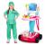 Kit medical pentru copii, 18 piese, carucior cu ekg, stetoscop, otoscop, bisturiu, foarfece, sunete si lumini, inaltime 58 cm