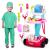 Kit medical pentru copii, 18 piese, carucior cu ekg, stetoscop, otoscop, bisturiu, foarfece, sunete si lumini, inaltime 58 cm