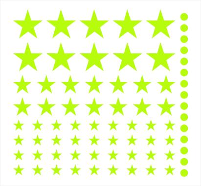 Set 75 stickere fosforescente stele si buline pentru camera copilului, verde