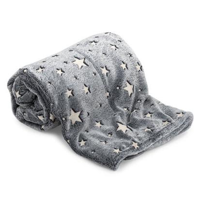 Pătură fosforescentă 150x200 cm cu steluțe glow, moale și confortabilă