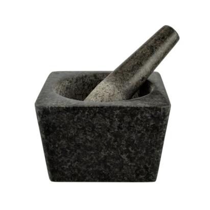 Mojar pătrat din granit natural cu pistil, 13×13×8,5 cm – Perfect Home