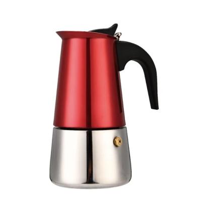 Espressor moka Metal Red din oțel inoxidabil, 6 cești, compatibil inducție (0,3–0,35 L)