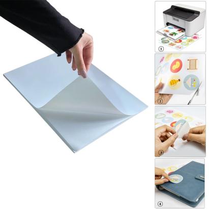 Folie foto adezivă A4 glossy, 20 coli, printabilă inkjet, albă (125 µm)