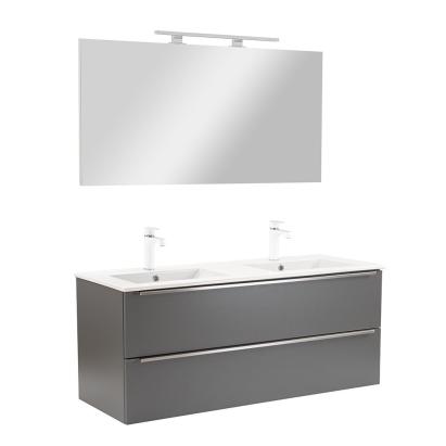 Set mobilier baie Leziter Vario Trim 120 cm, antracit, suspendat, cu lavoar ceramic