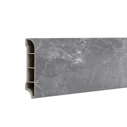 Plintă SPC Leziter Fjord, efect marmură gri închis, 2400x60x12 mm