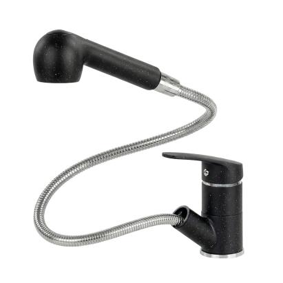 Robinet chiuvetă bucătărie Leziter Carol negru, cu duș extensibil detașabil