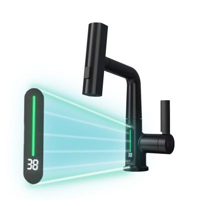 Robinet bucătărie Leziter Mara negru, mixer multifuncțional cu afișaj digital