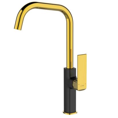 Baterie de chiuvetă Logé Maroko 35, negru-auriu, alamă, duză pivotantă