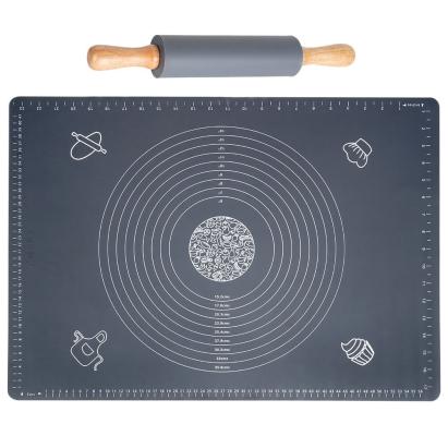Set din silicon pentru frământat și întins aluatul 64x45 cm, cu tăvălug