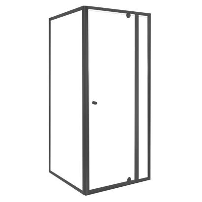 Cabină de duș pe colț Leziter Flexi 80x80 cm, sticlă 6 mm, profil negru, fără tavă