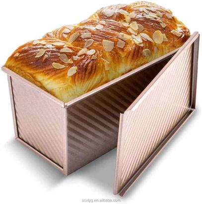 Formă de copt pâine cu capac, antiaderentă Rose Gold, 550 g, 20,8×12×11 cm