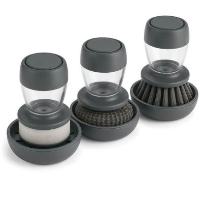 Set 3 perii pentru vase cu dozator de sapun 75 ml si suport, universal