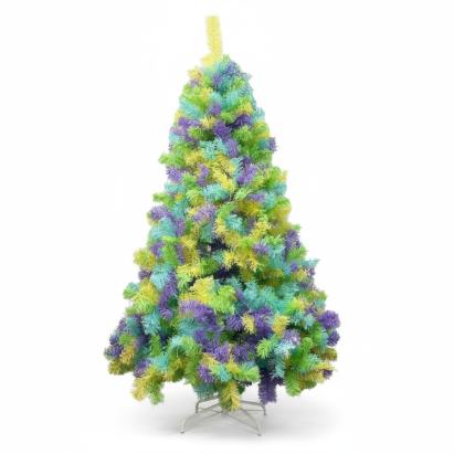 Brad artificial multicolor de Craciun 180 cm, 1260 ramuri, cu suport metalic