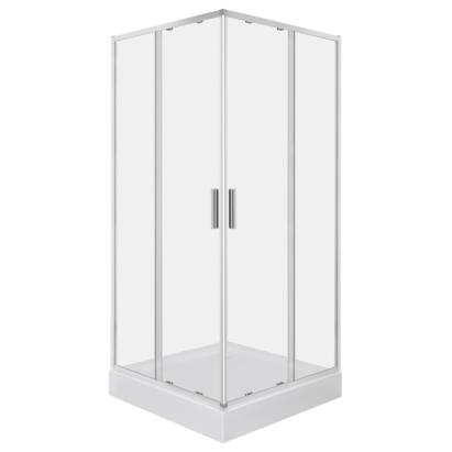 Cabină de duș pătrată Kerra Solid SQ 100 Chrome 100x100 cu tavă inclusă