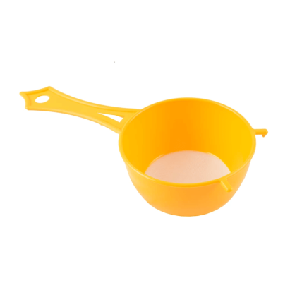 Strecurătoare de bucătărie din plastic, 9 cm, cu mâner lung, galbenă