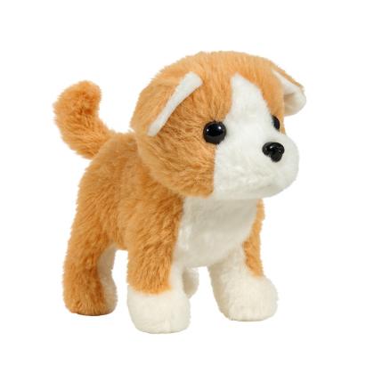 Catelus interactiv, merge si latra, misca din codita, baterii, maro deschis/alb, 3 ani+