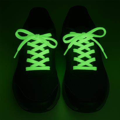 Șireturi fosforescente verzi, textile, 1,25 m – glow in the dark