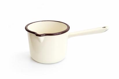 Ibric cilindric emailat 1L crem, gradat, cu maner ergonomic