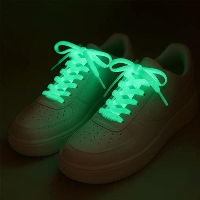 Șireturi fosforescente albastre pentru adidași, glow verde, 1,25 m (1 pereche)
