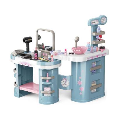 Stand coafor de jucărie tip salon, cu uscător și placă electrice, oglindă și rafturi