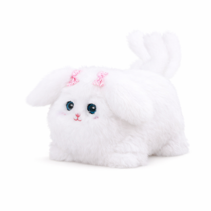 Cățel interactiv din pluș alb cu sunete, clipește și înregistrează vocea (3+)