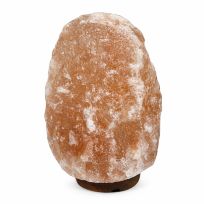 Lampă din sare de Himalaya 4–5 kg, cu întrerupător On/Off și suport din lemn
