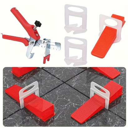 Kit nivelare gresie si faianta 1 mm cu cleste, 100 cleme si 100 pene