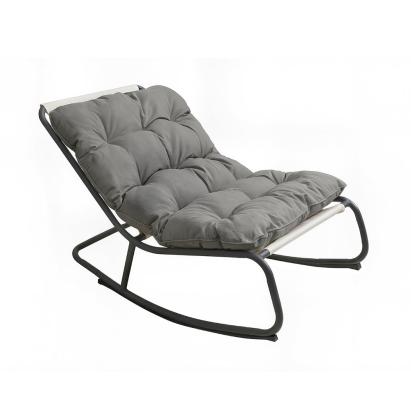 Fotoliu balansoar de grădină Leziter Zen, gri, cadru din oțel, pernă groasă