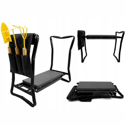 Scaun de grădină 3 în 1 pliabil, ingenunchier și organizator unelte, 150 kg
