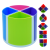 Suport rotativ pentru instrumente de scris, 360°, cu 4 compartimente detasabile, ABS, multicolor
