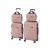 Set valize troler Leziter TraveLux Pro XXII, 4 piese, ABS, roți 360°, aur roz