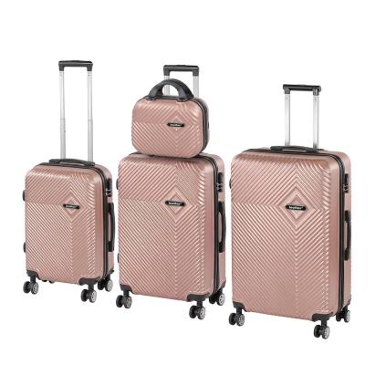 Set valize trolley Leziter TraveLux Pro XXIV, 4 piese, ABS, aur roz