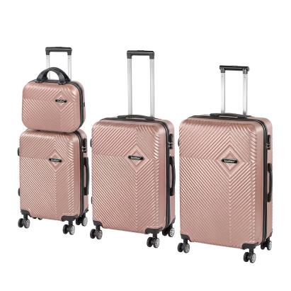 Set valize troler Leziter TraveLux Pro XXV, 4 piese, ABS, aur roz