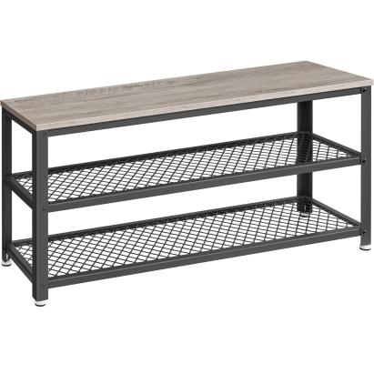 VASAGLE Raft pentru pantofi cu 2 polite, 100x30x45cm, otel, stil industrial, gri Household NewTrend