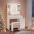 VASAGLE Masa de toaleta cu taburet si oglinda, iluminare LED reglabila, 6 sertare, 98x40x145 cm, alb Household NewTrend