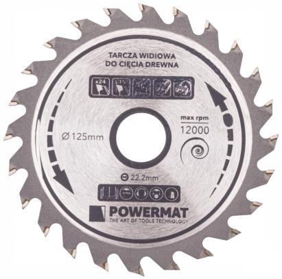 Disc circular Powermat Vidia 125 mm, 24 dinți, prindere 22,2 mm