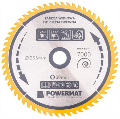 Pânză circulară Powermat pentru lemn 255x30 mm, 60 dinți, Vidia ATB