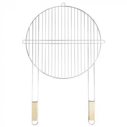 Grătar rotund Mirpol 51 cm, oțel, cu mânere duble din lemn pentru BBQ