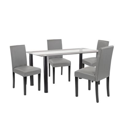 Leziter Set de masă Cadiz 4+1 negru-gri