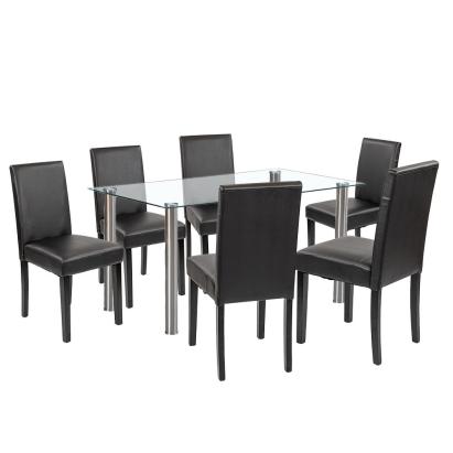 Leziter Set de masă Cadiz 6+1 alb-negru