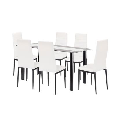 Leziter Denton 6+1 set de luat masa alb-negru