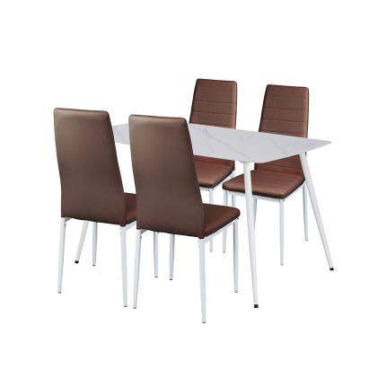 Set dining Leziter Jenna 4+1 maro, masă cu blat din piatră sinterizată