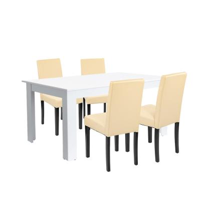 Leziter Set de masă Leon 4+1 alb-bej