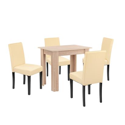 Leziter Set de masă Leon 4+1 stejar Sonoma-bej