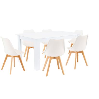 Leziter Set de masă Lola 6+1 alb-alb