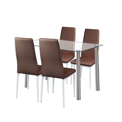 Set dining Leziter Nolen 4+1 maro cu masă din sticlă securizată 120 cm
