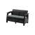 Canapea de grădină Curver Corfu Love Seat, grafit, cu perne gri deschis