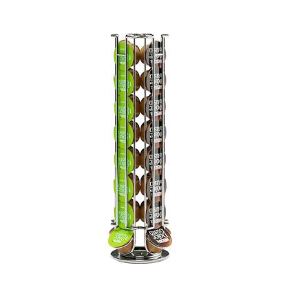 Leziter suport rotativ pentru capsule cafea, stand vertical din otel cromat, 32 locuri